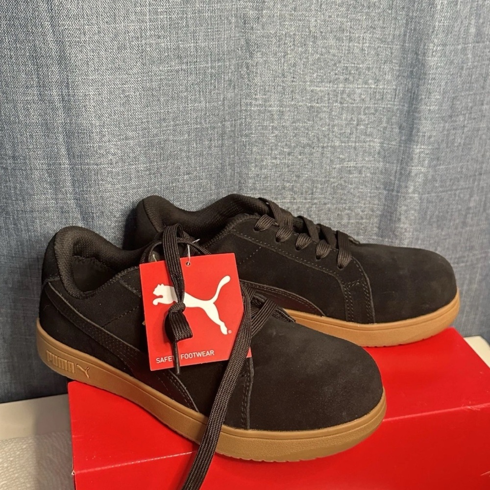 Puma Black‎ and Tan Sneakers Suede Low-Top